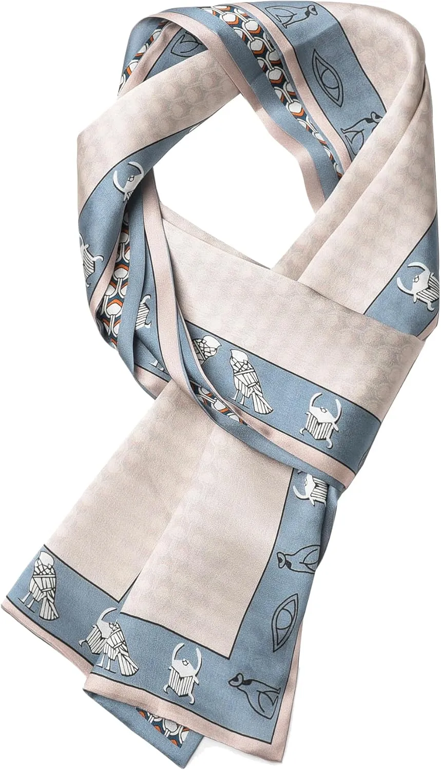 100% Mulberry Silk Scarf - Unisex Skin-Friendly Accessory for All Seasons (59"x7") With Gift Packed