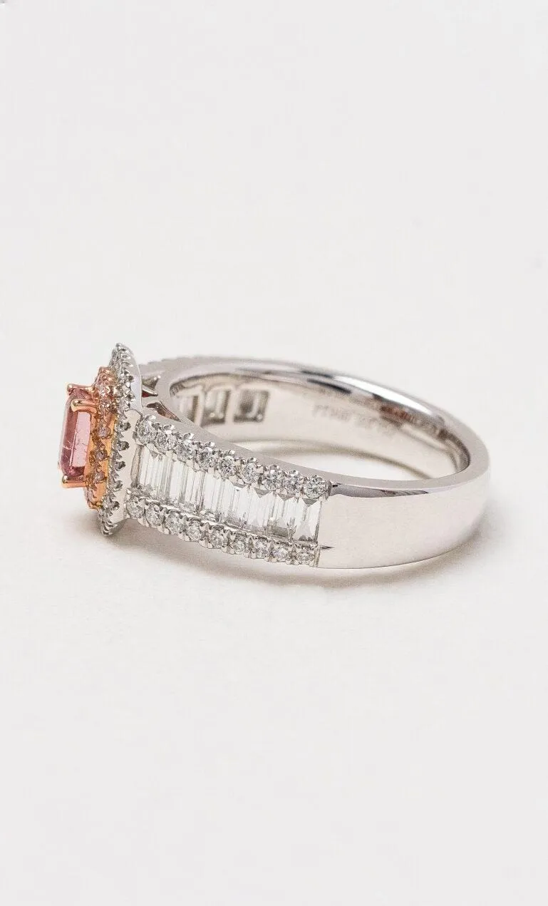 18K RG & Platinum Tourmaline & Australian Pink Diamond Dress Ring