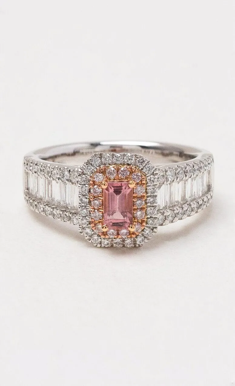 18K RG & Platinum Tourmaline & Australian Pink Diamond Dress Ring