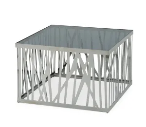 18" Glass And Stainless Steel End Table