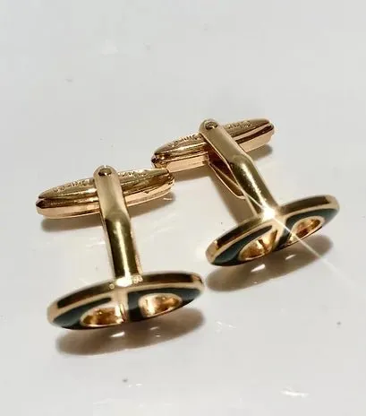 1970s CHRISTIAN DIOR GOLD Plated ENAMELLED CUFFLINKS