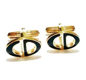 1970s CHRISTIAN DIOR GOLD Plated ENAMELLED CUFFLINKS