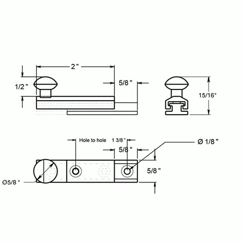 2 Inch Solid Brass Surface Bolt (Oil Rubbed Bronze Finish)