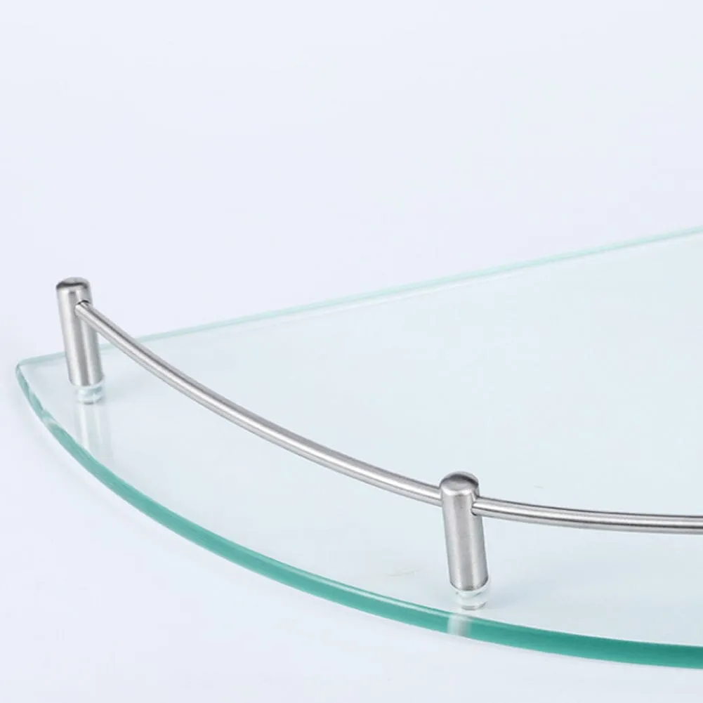2-Tier Tempered Glass Corner Shelf Bathroom Wall Mounted