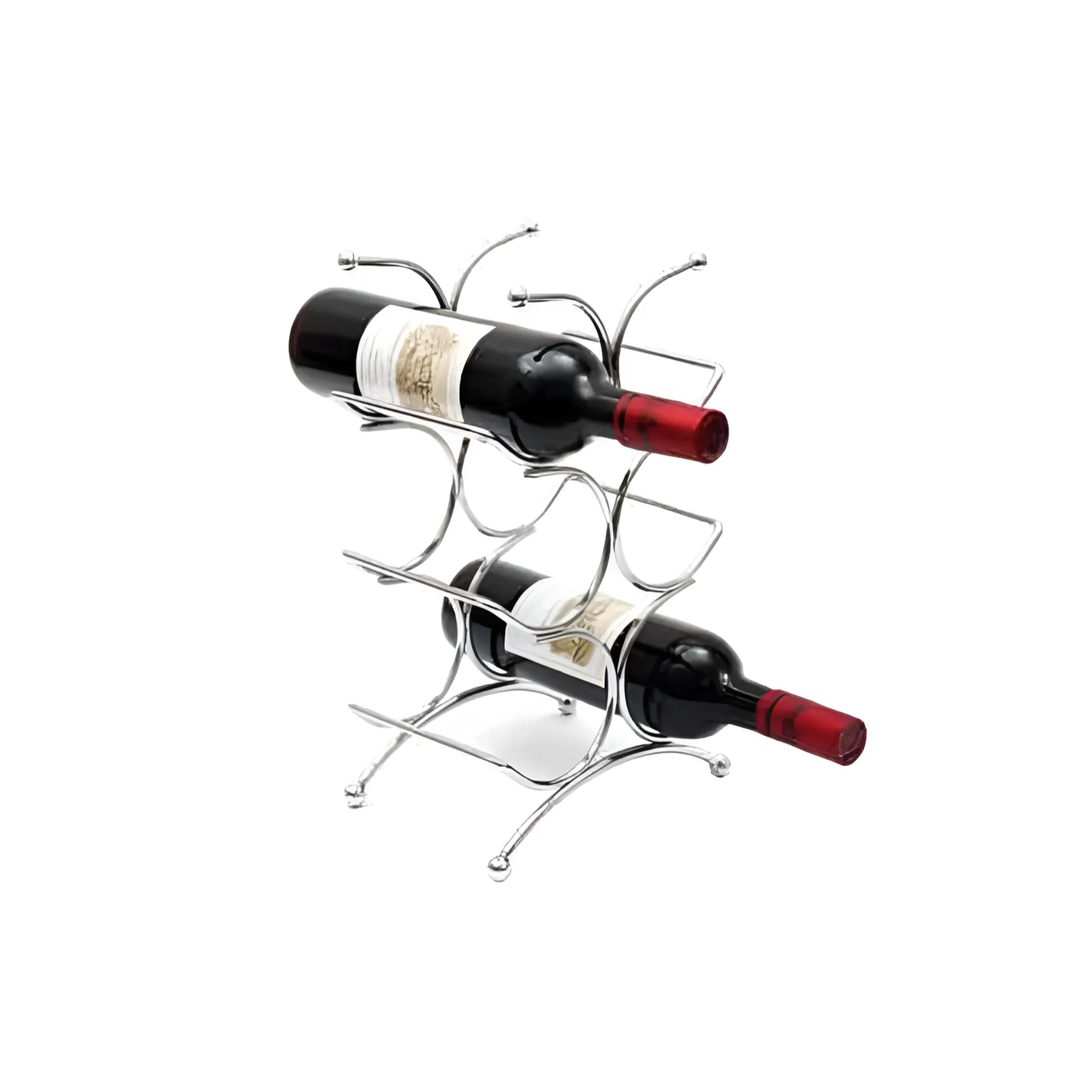6-Bottle Stainless Steel Upright Wine Rack with Chrome Finish