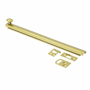 8 Inch Solid Brass Surface Bolt (Lifetime Polished Brass Finish)