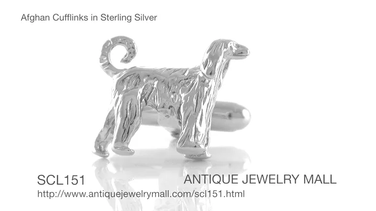 Afghan Dog Cufflinks in Sterling Silver - Afghan Hound Cuff Links
