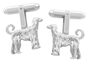 Afghan Dog Cufflinks in Sterling Silver - Afghan Hound Cuff Links