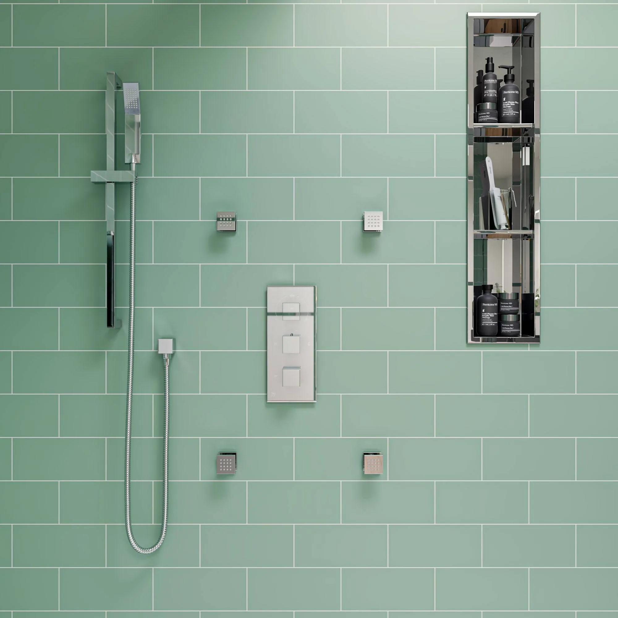 ALFI ABN0836-PSS 8 x 36 Polished Stainless Steel Vertical Triple Shelf Bath Shower Niche