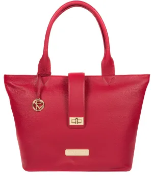'Annabelle' Berry Red Leather Tote Bag