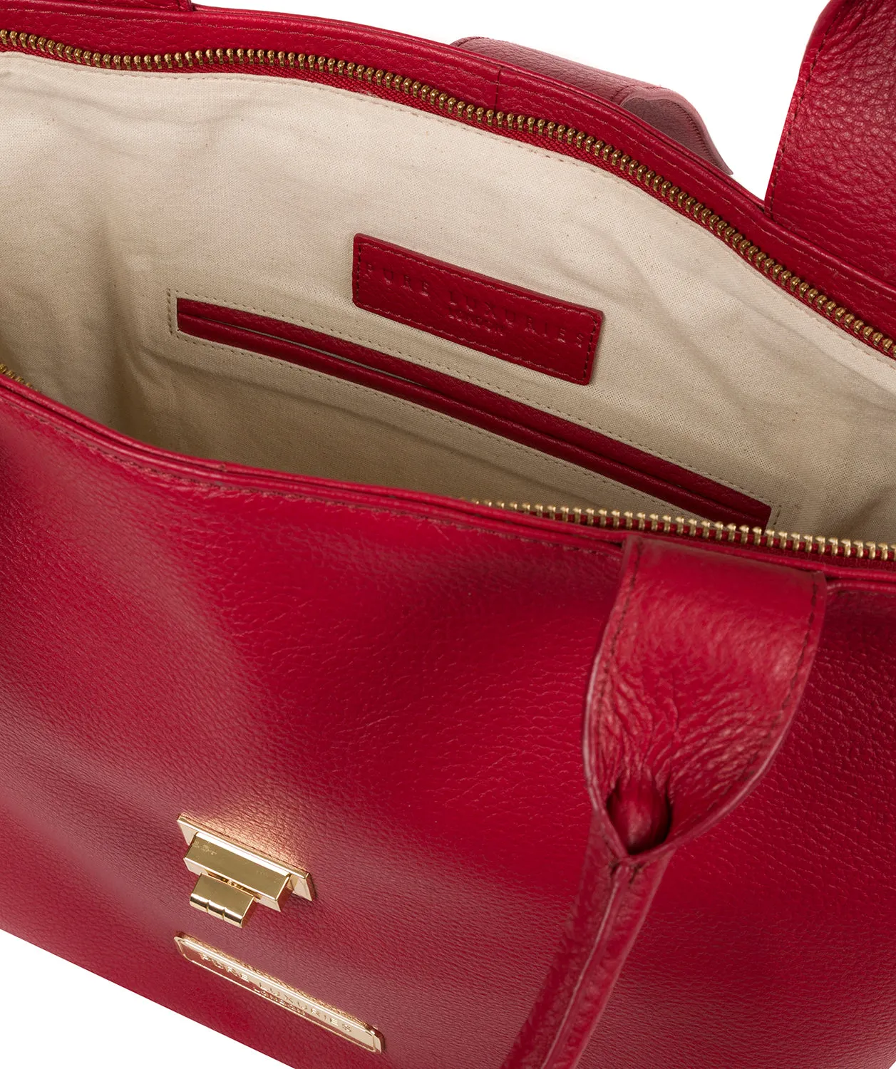 'Annabelle' Berry Red Leather Tote Bag