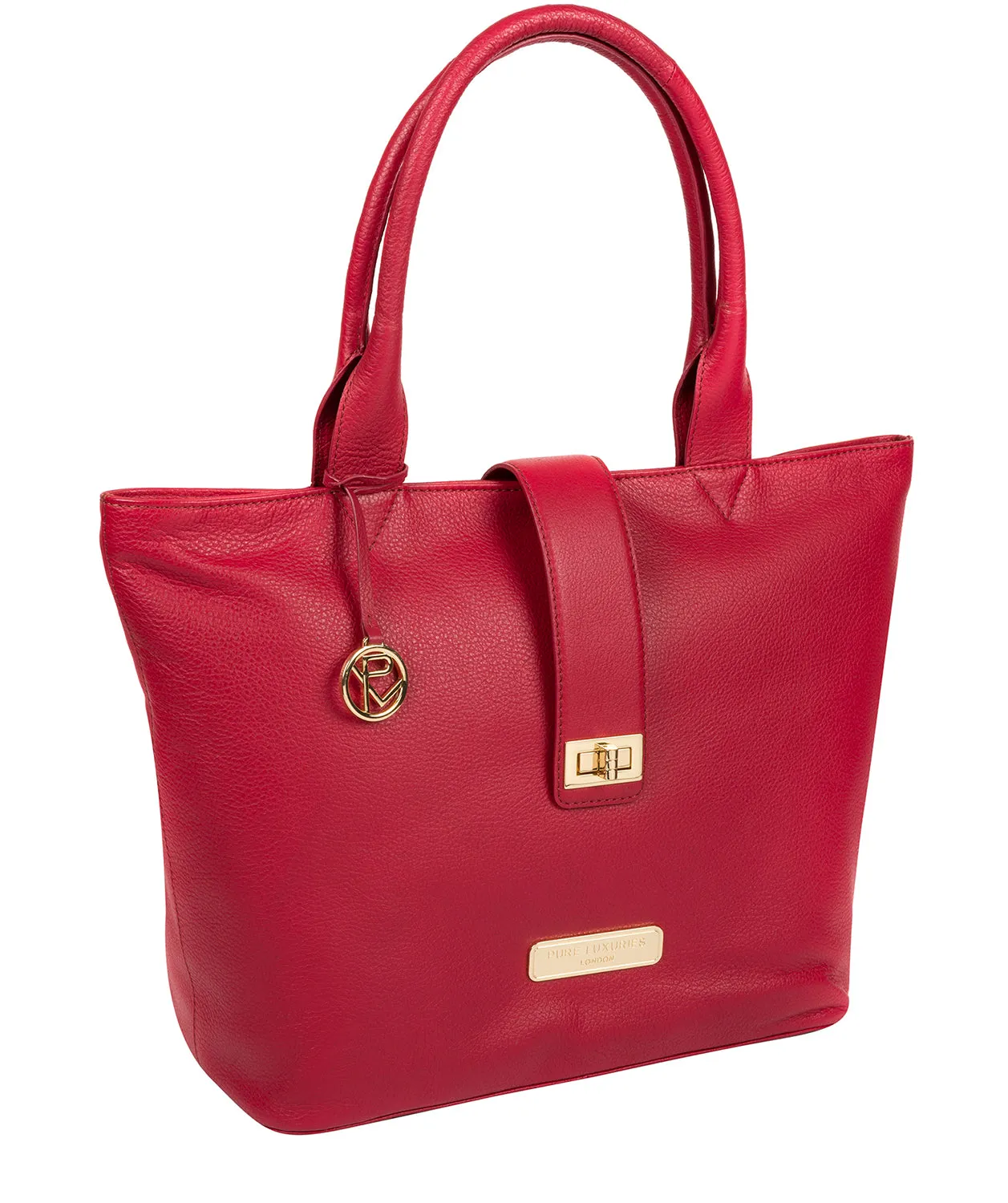 'Annabelle' Berry Red Leather Tote Bag