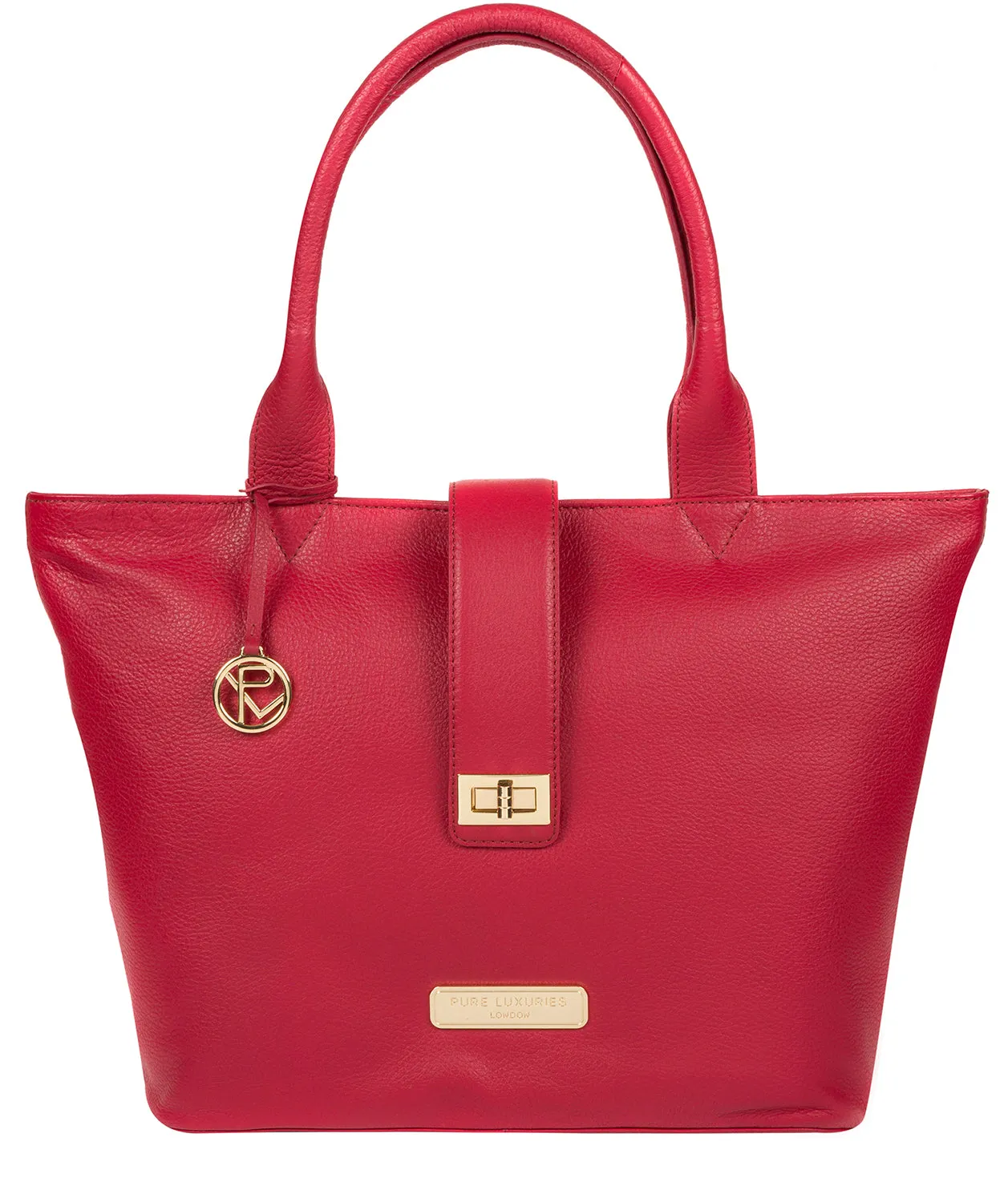 'Annabelle' Berry Red Leather Tote Bag