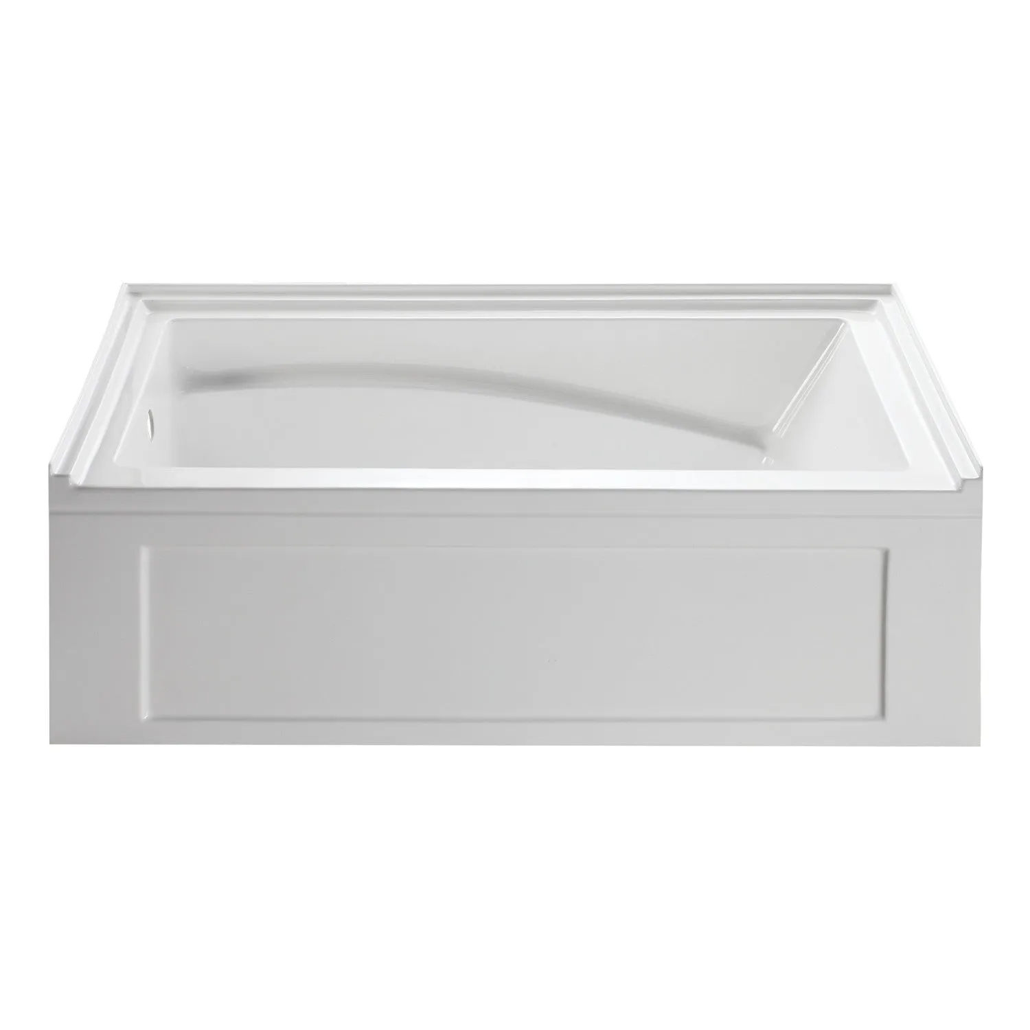 Aqua Eden VTAM6032L22B 60-Inch Acrylic Rectangular 3-Wall Alcove Tub with Armrest and Anti-Skid Surface, Left Hand Drain, Glossy White