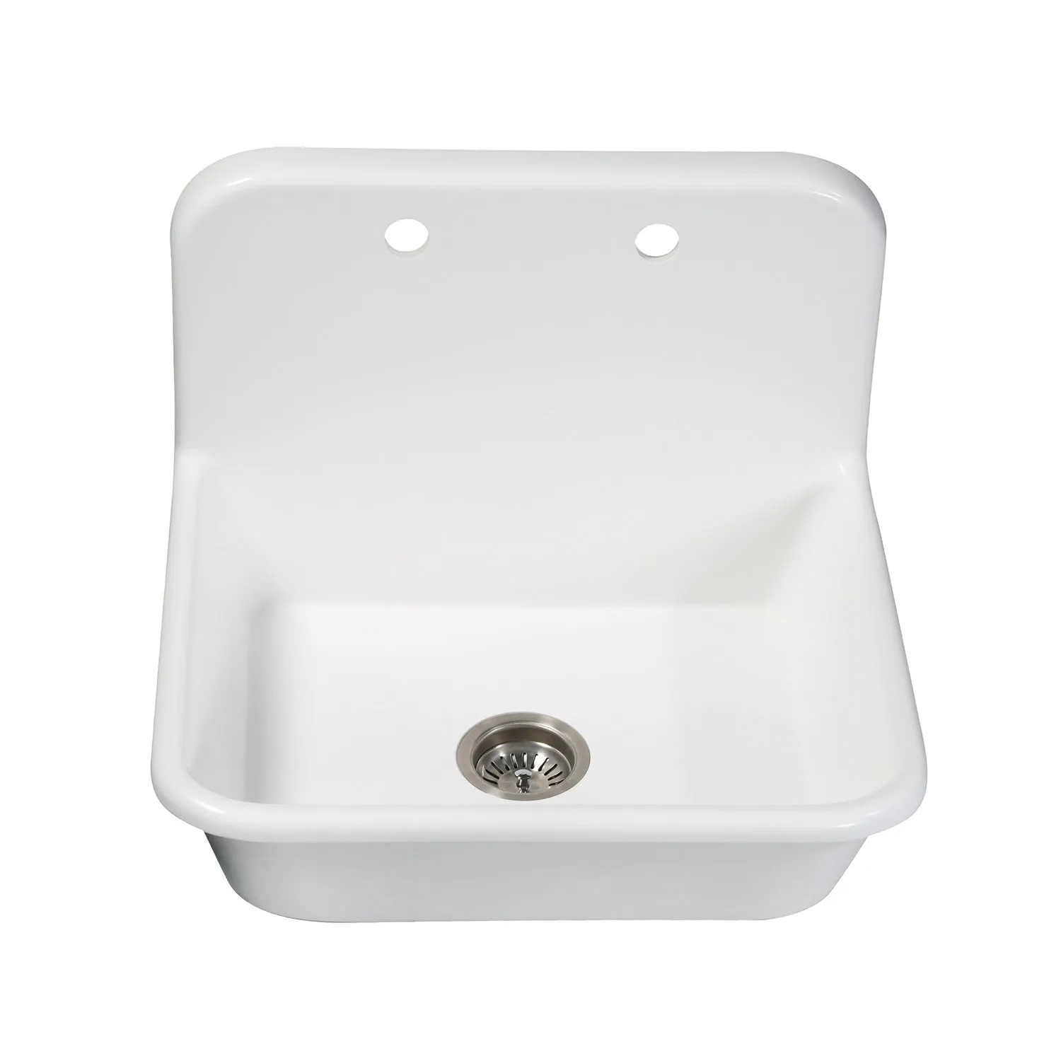 Arcticstone GKTA242119 24-Inch Solid Surface White Stone Apron-Front 2-Hole Single Bowl Top-Mount Kitchen Sink, Matte White