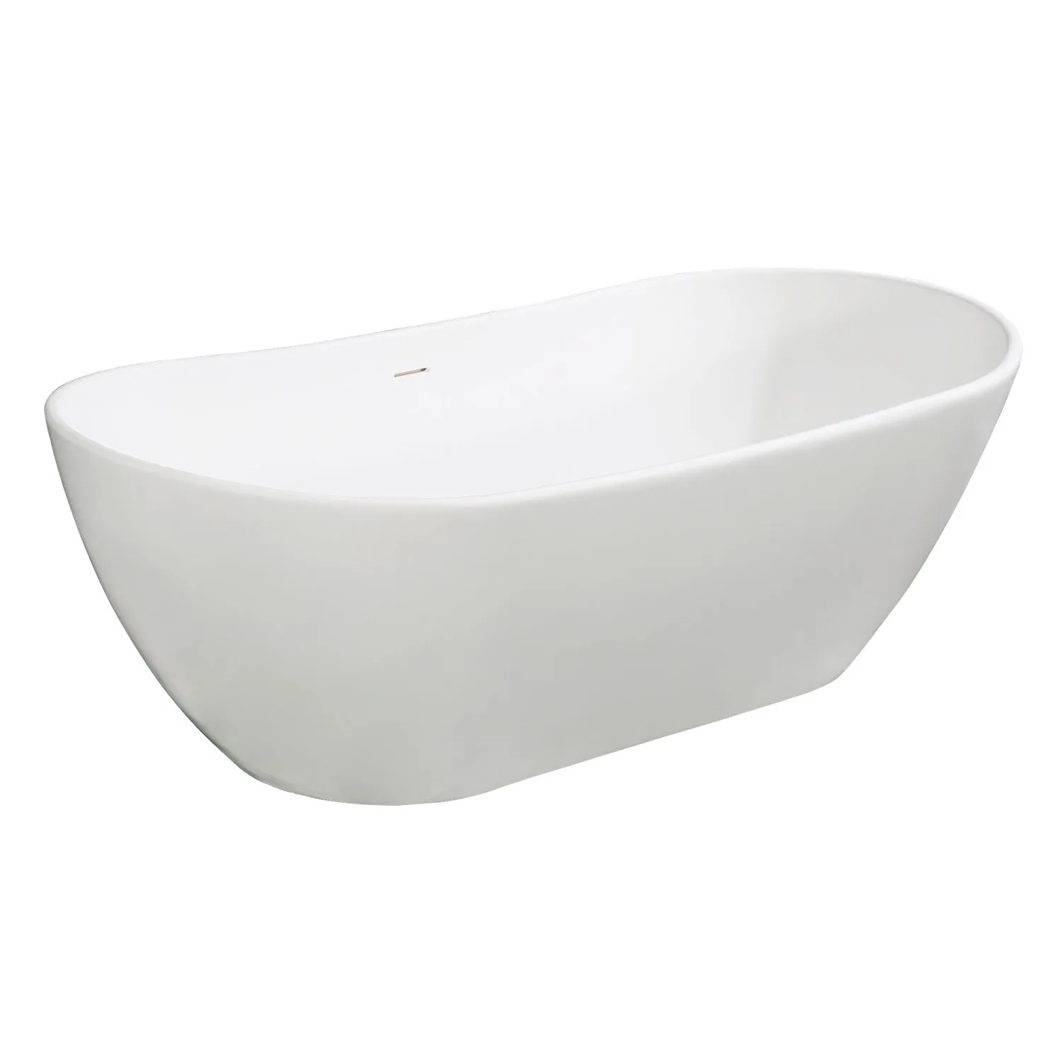 Arcticstone VRTRS723223 72-Inch Solid Surface Oval Double Slipper Freestanding Tub with Drain, Matte White