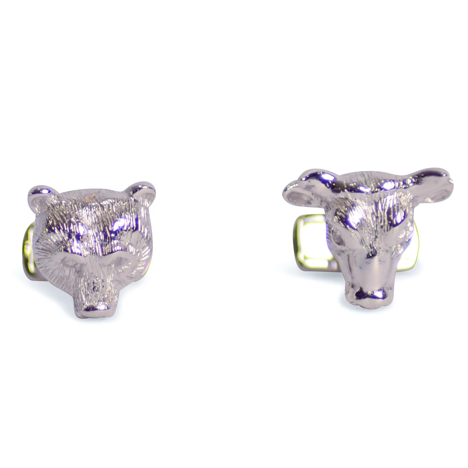 Bear and Bull Silver Cufflinks