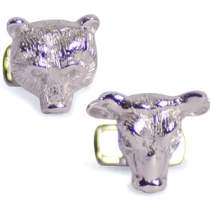 Bear and Bull Silver Cufflinks
