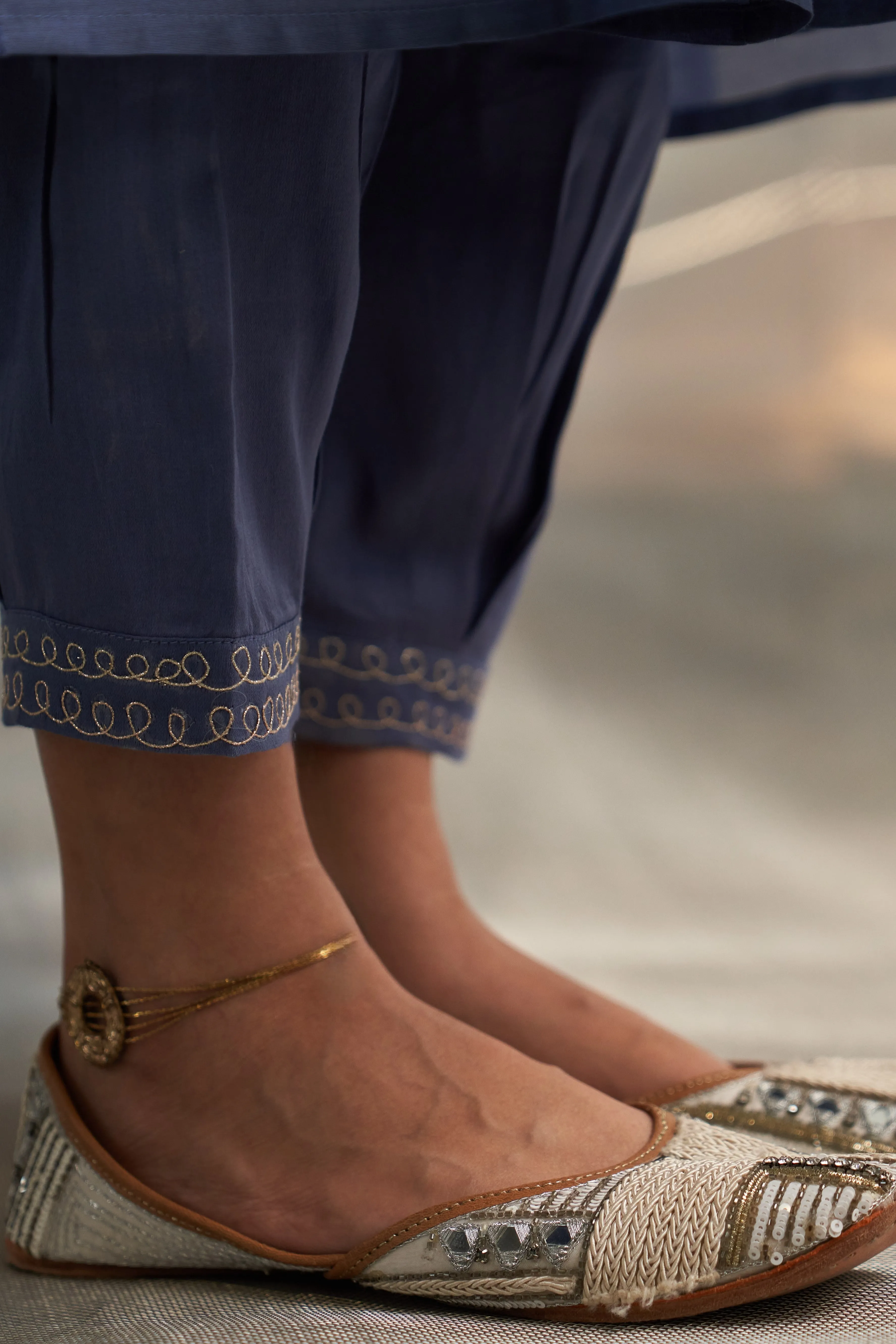 Berry Blue Flared Kurta Set
