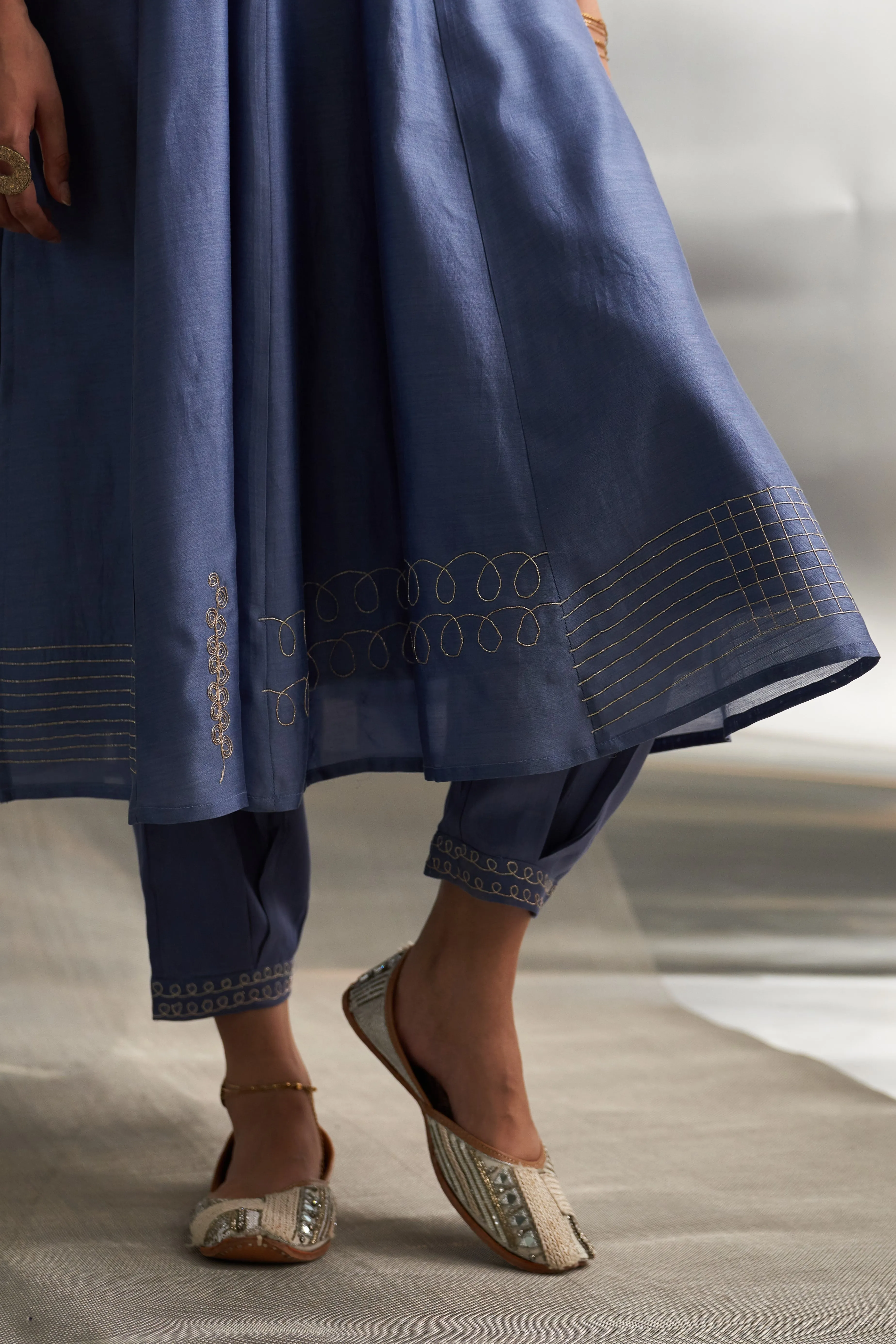 Berry Blue Flared Kurta Set