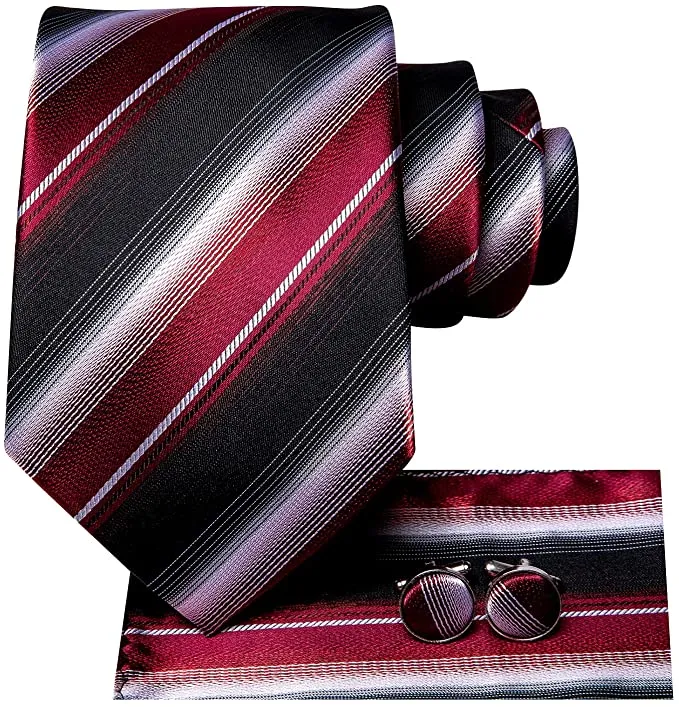 Black Red and White Necktie Set-DUB656