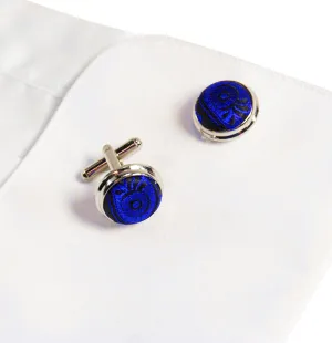 Blue and Black Paisley Cufflinks