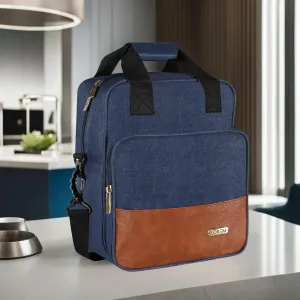 Blue-Tan Faux Leather & PVC with Detachable shoulder strap Tiffin bag (TB13)
