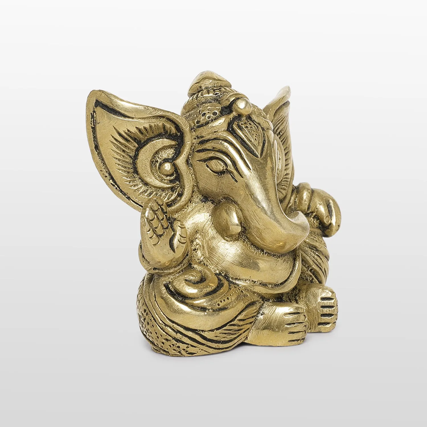 Brass Engraved Ganesha with Big Ears 2.5 in