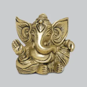 Brass Engraved Ganesha with Big Ears 2.5 in
