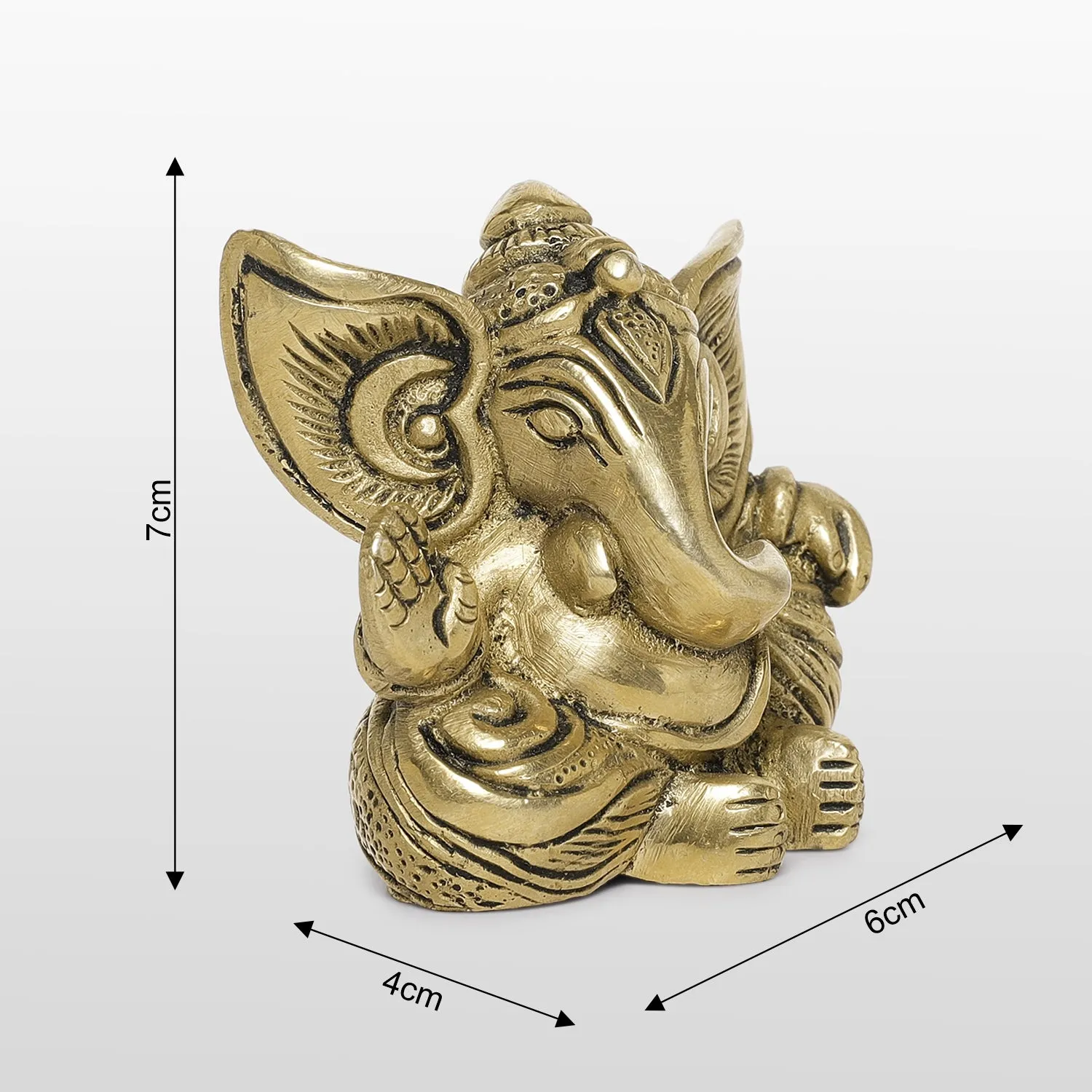 Brass Engraved Ganesha with Big Ears 2.5 in