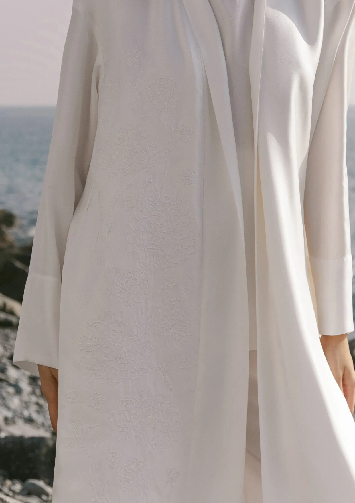 Calla Embroidered Floor-Length Silk Abaya