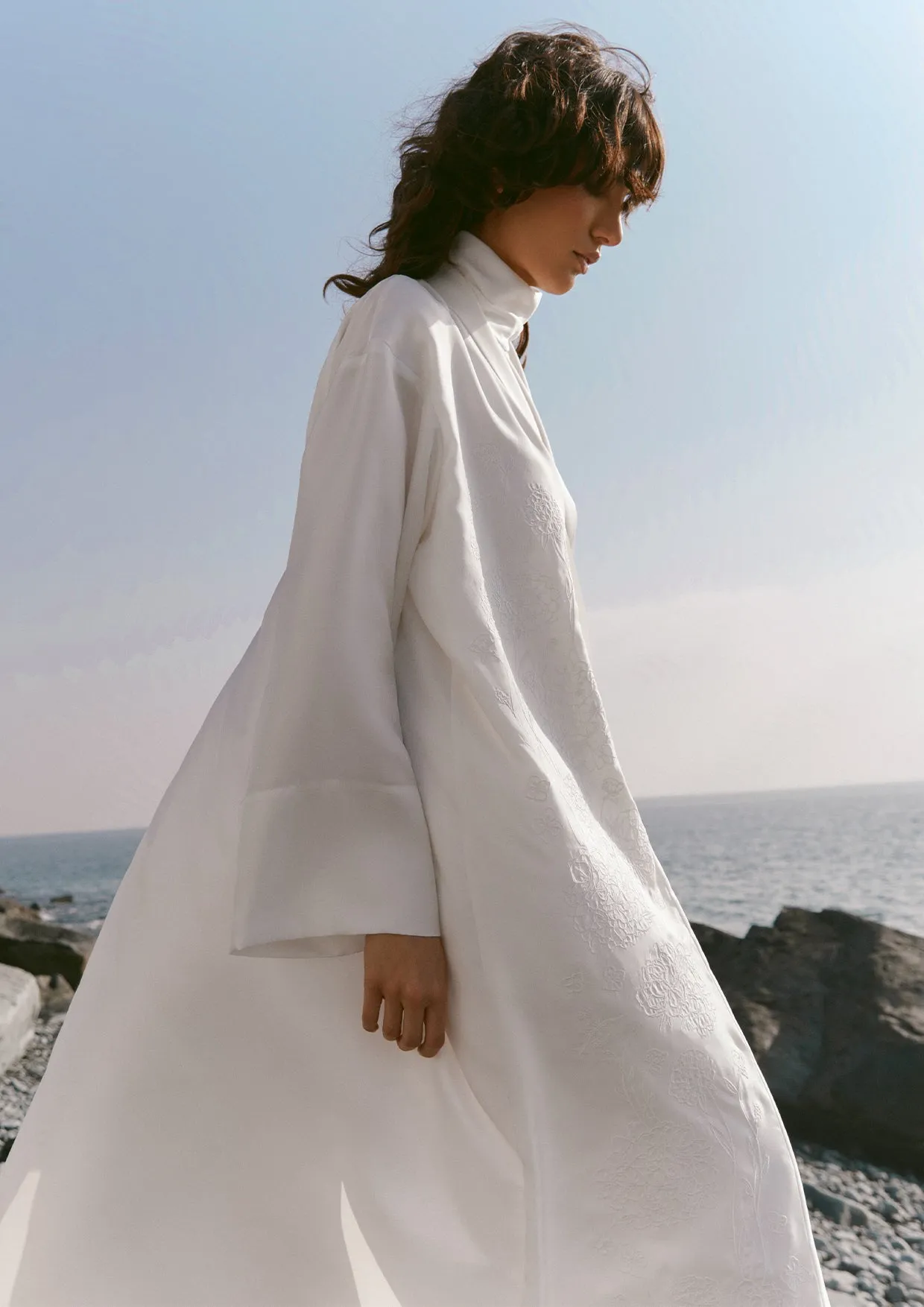 Calla Embroidered Floor-Length Silk Abaya