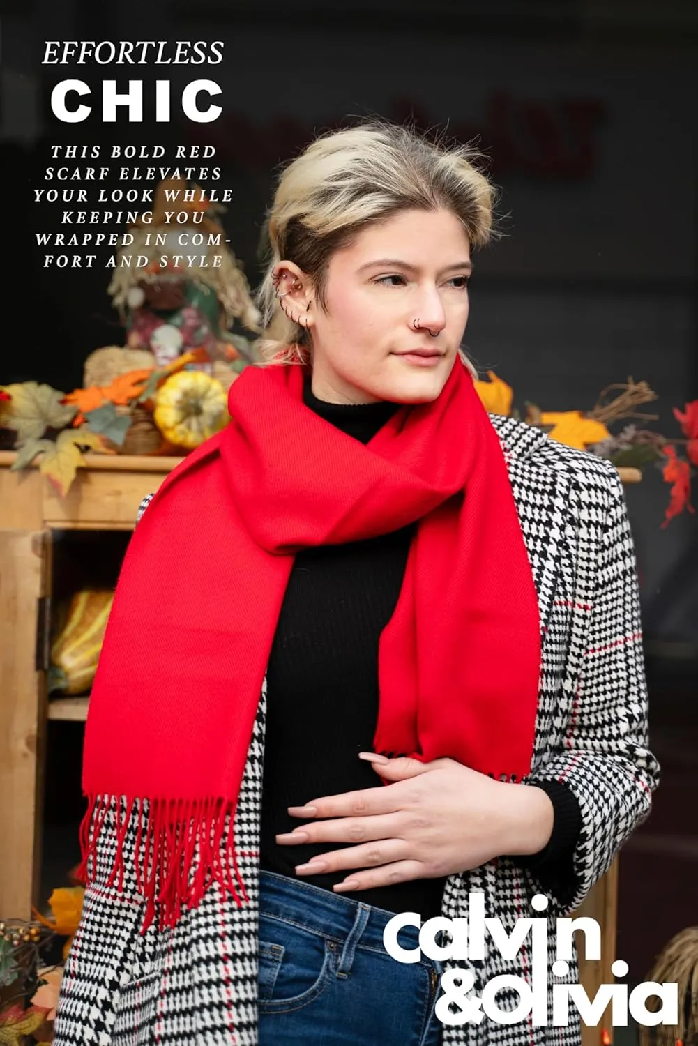 CALVIN & OLIVIA Ultra-Soft Winter Cashmere Feel Scarf Warm Long Unisex Winter Scarves Perfect Holiday Gift for Women Men
