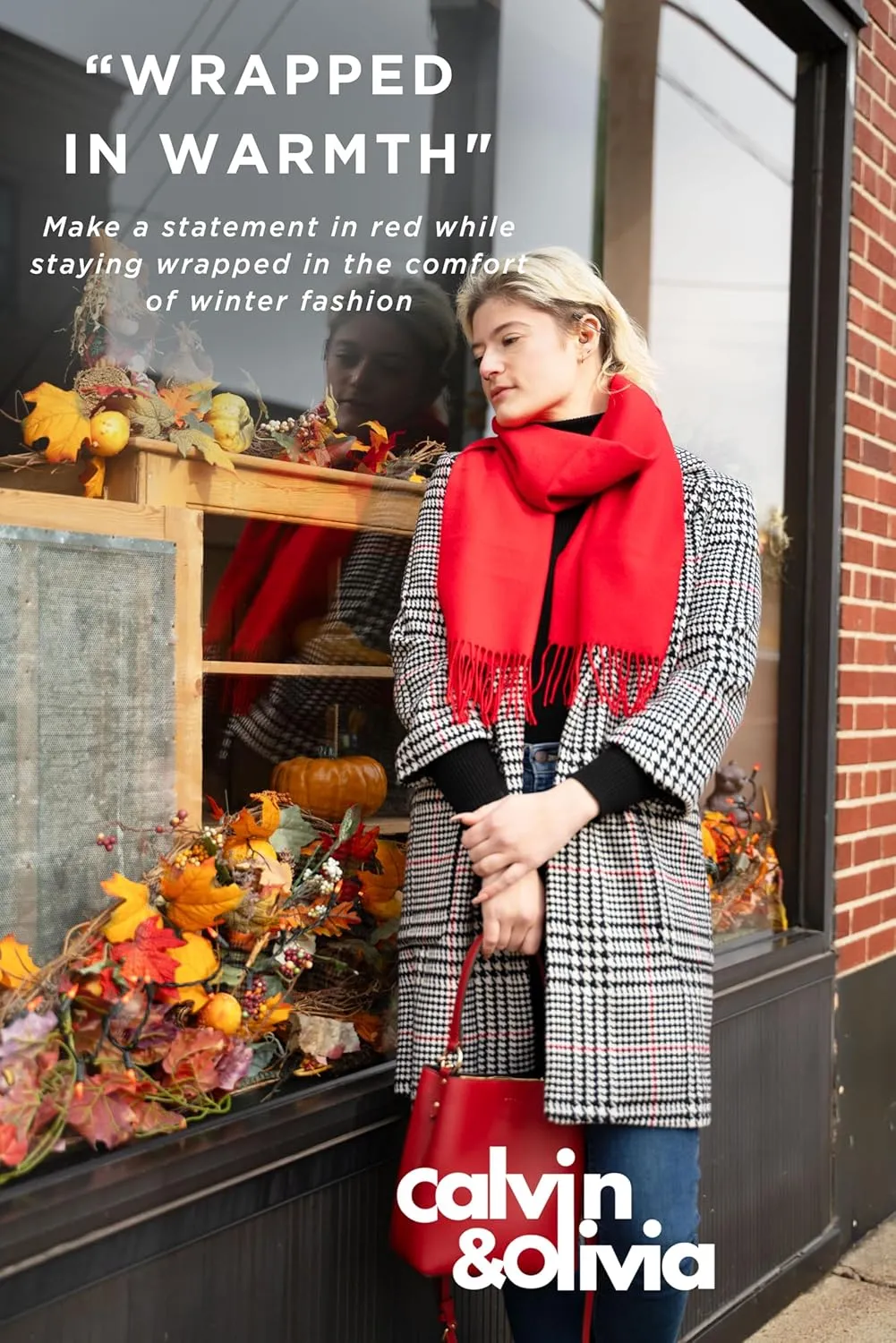 CALVIN & OLIVIA Ultra-Soft Winter Cashmere Feel Scarf Warm Long Unisex Winter Scarves Perfect Holiday Gift for Women Men