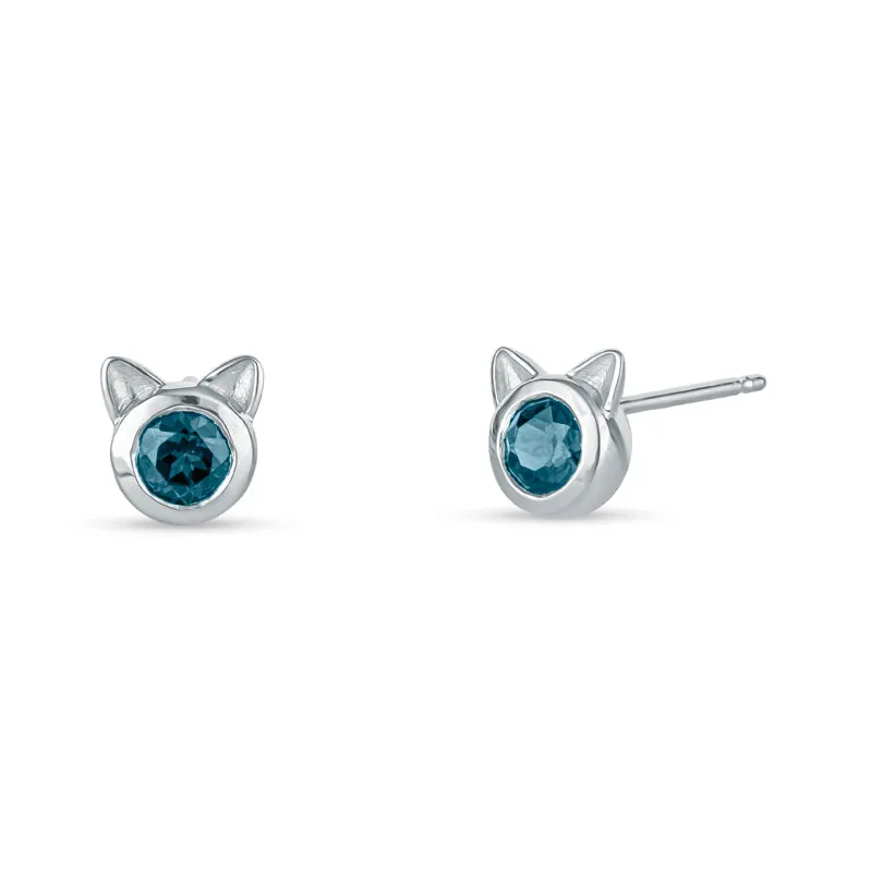 Cat Ear Earrings 14K Gemstone
