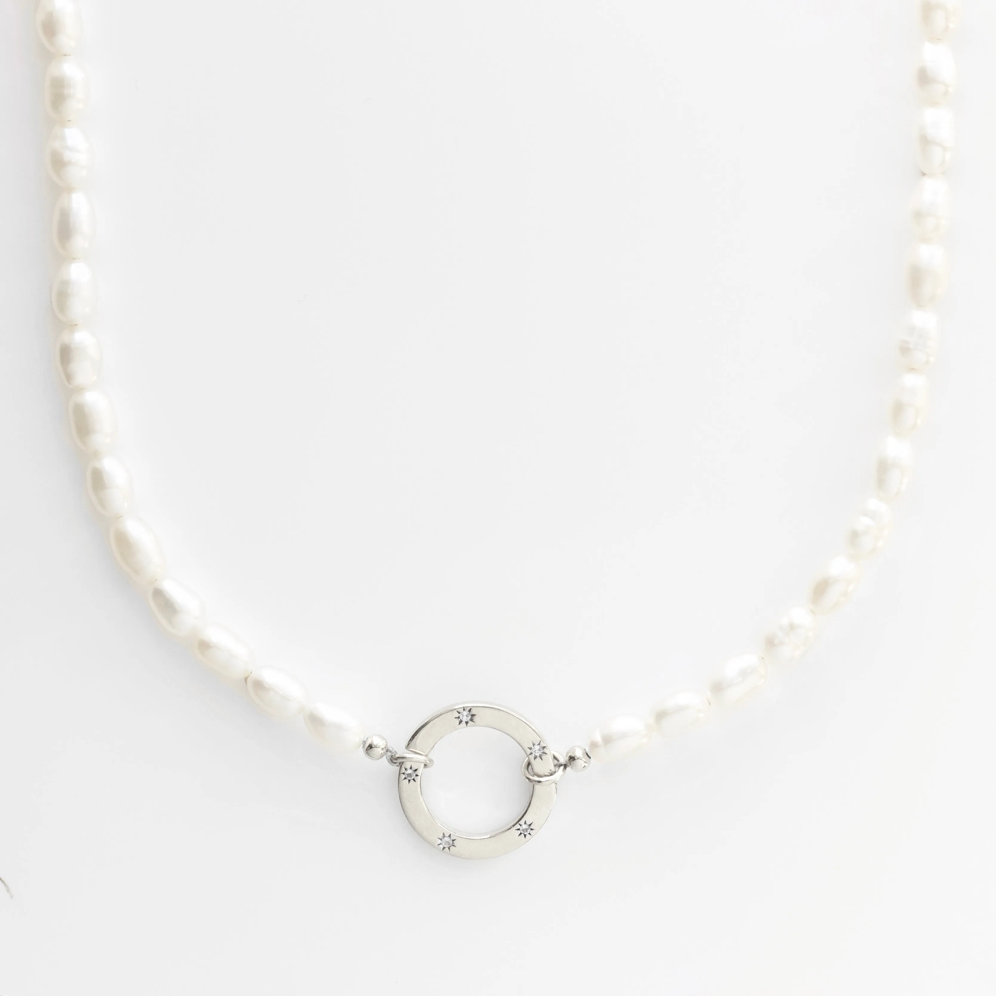 Celestial Star Set Clasp Pearl Necklace