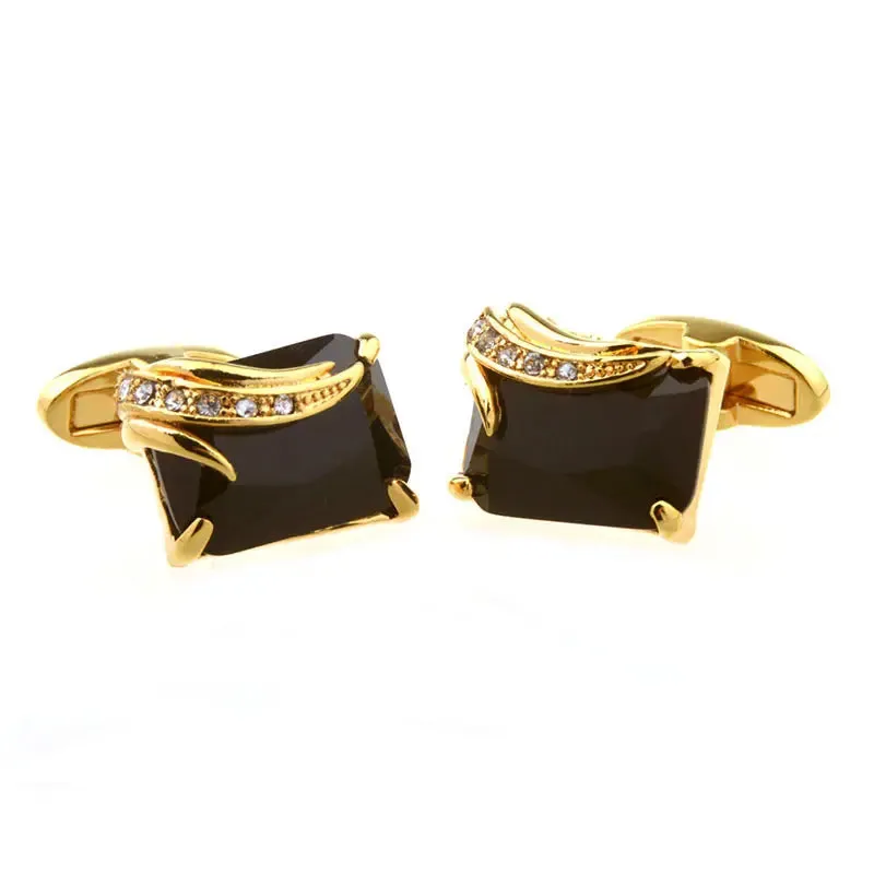 Chokore Black Agate Cufflinks with Gold Plating