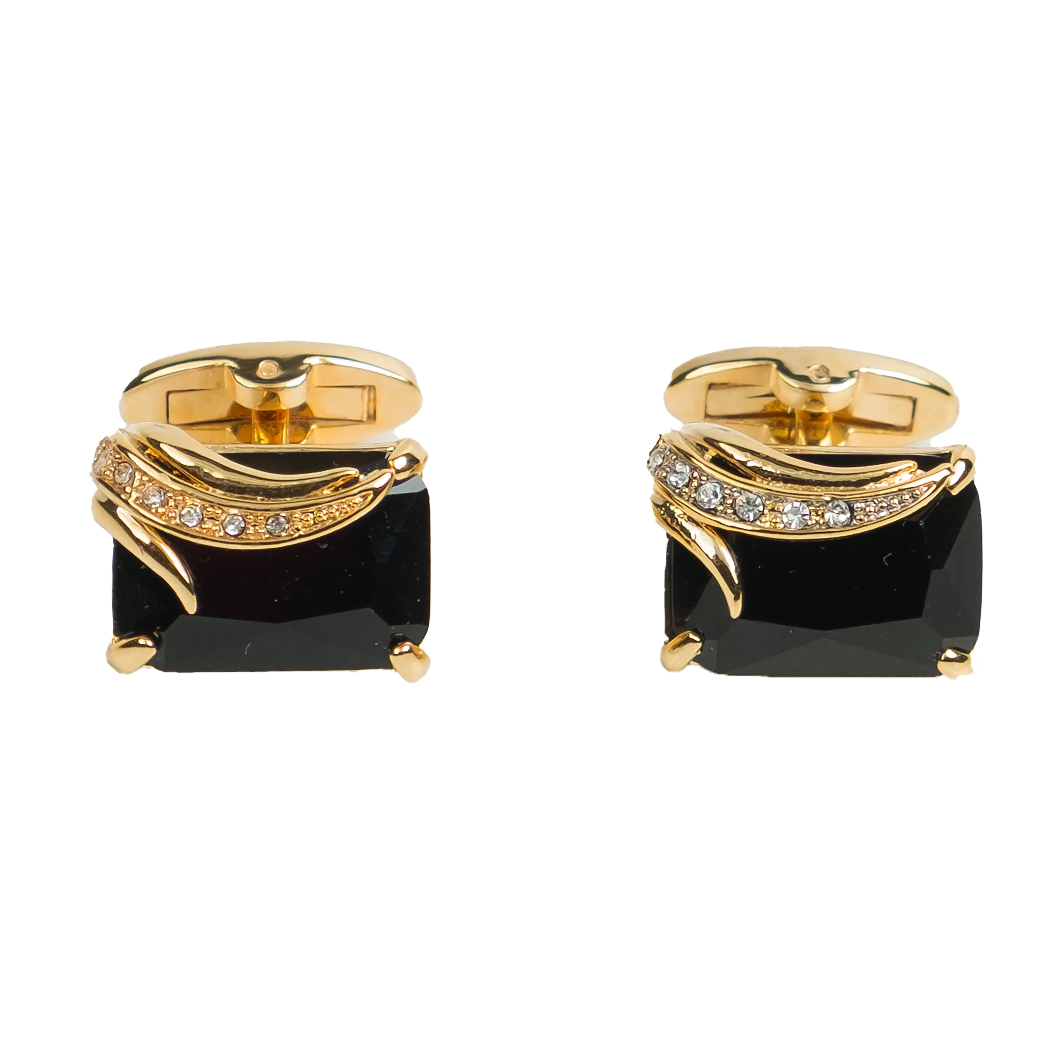 Chokore Black Agate Cufflinks with Gold Plating
