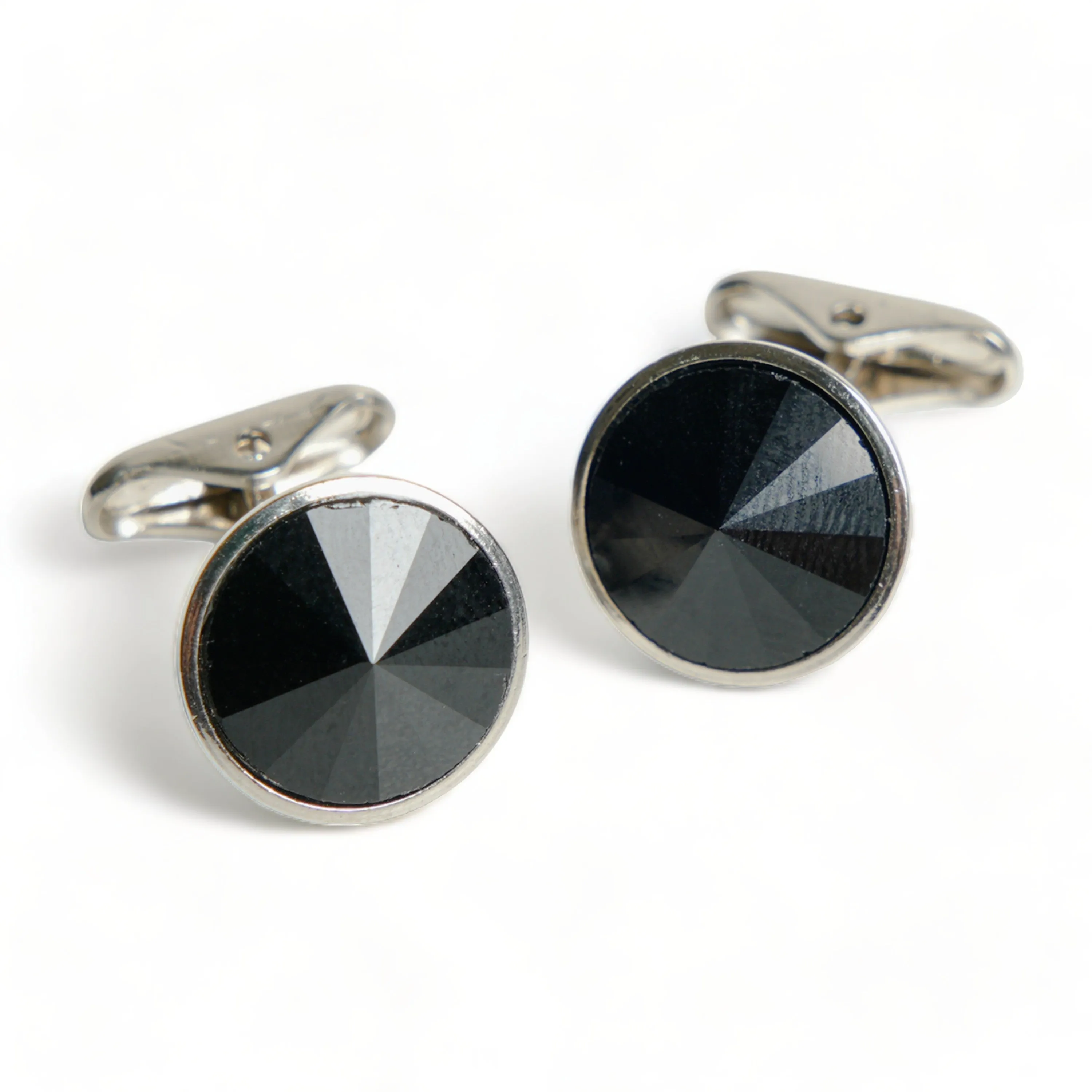 Chokore Silver Crystal Cufflinks (Black)