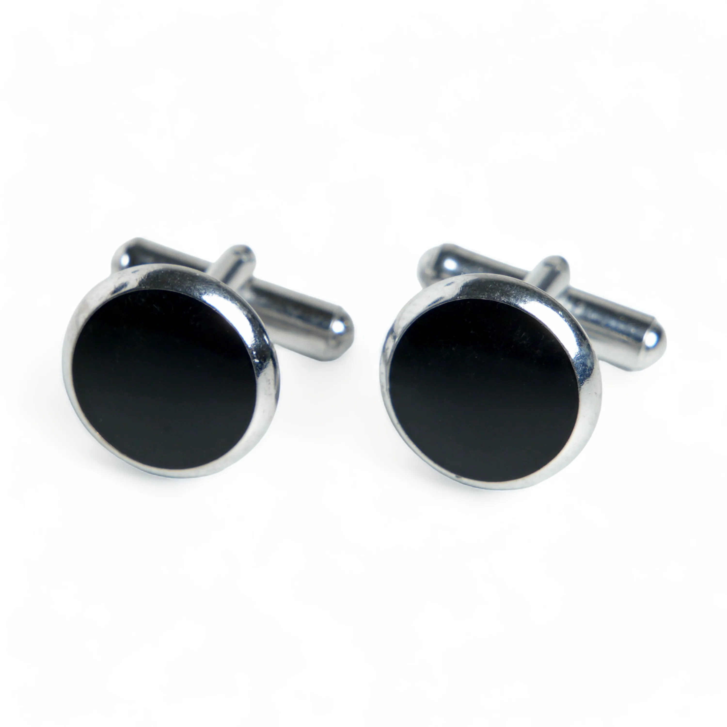 Chokore Silver Oval Cufflinks (Black)