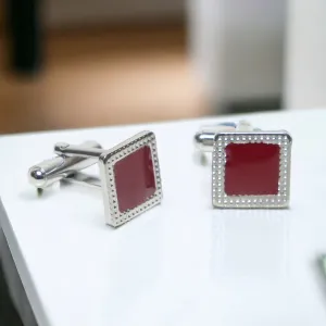 Chokore Textured Square Cufflinks (Burgundy)