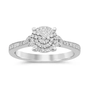 Composite Solitaire Look Ring with 1/5ct of Diamonds in Sterling Silver