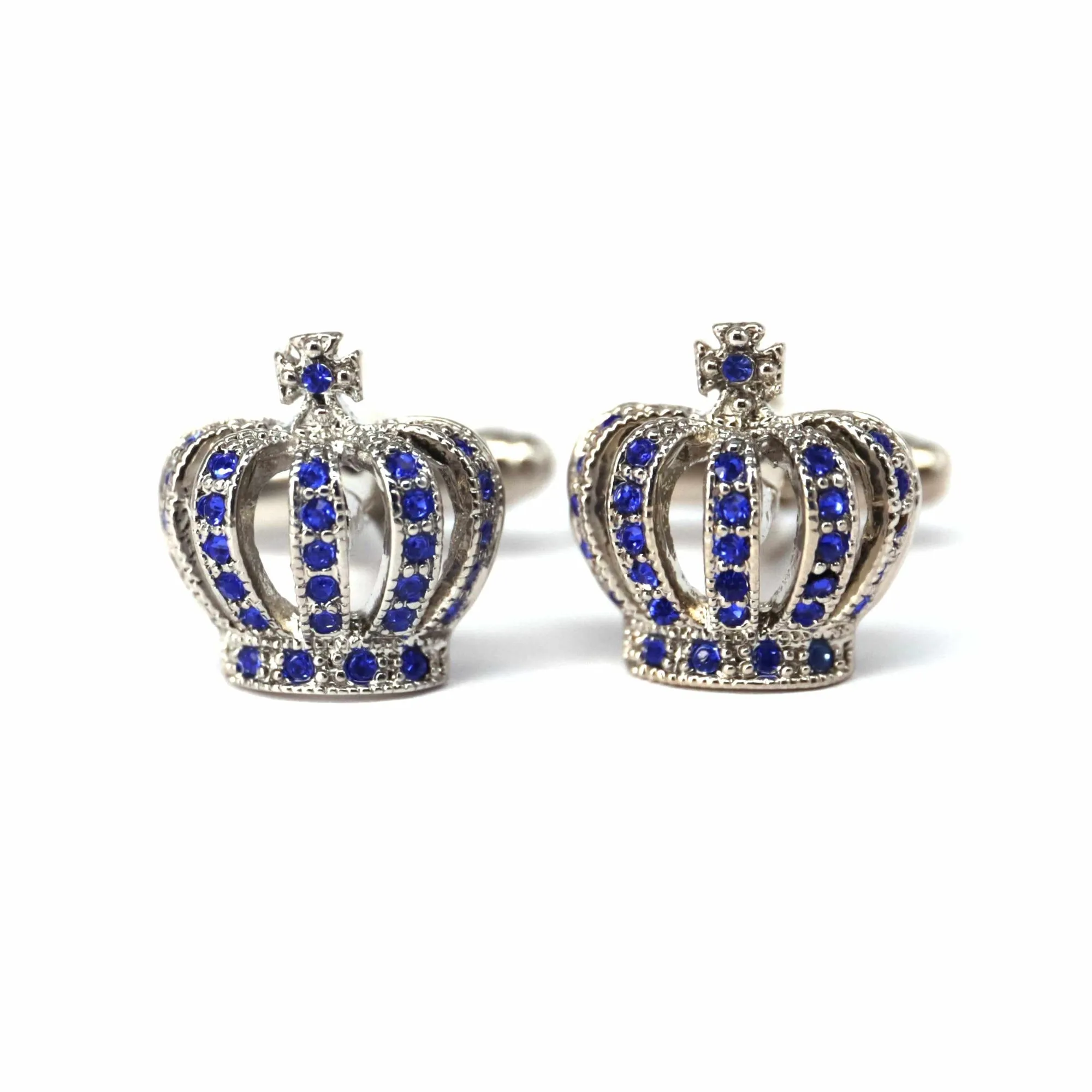 Crown Crystal Blue and White Crystal Cufflinks