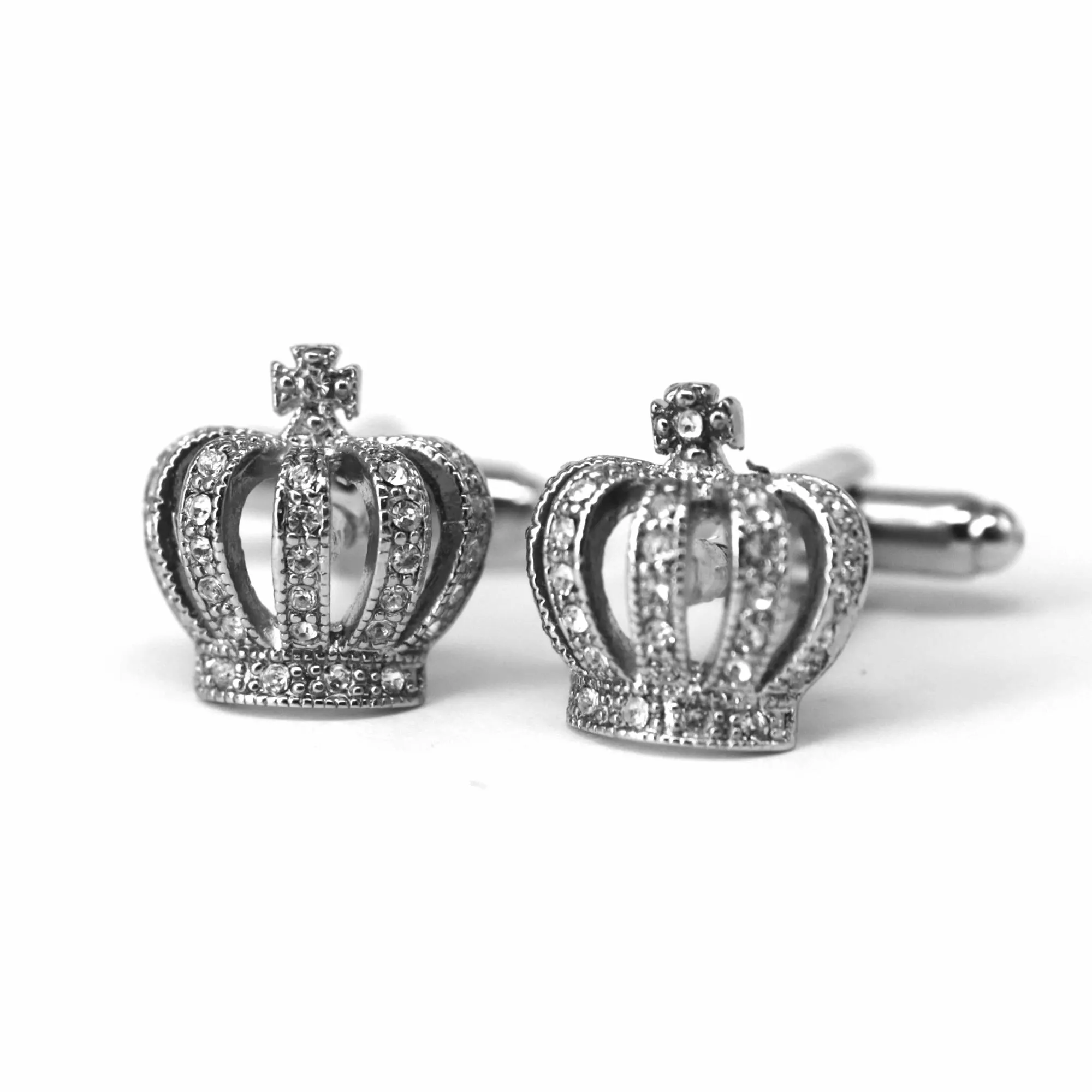 Crown Crystal Blue and White Crystal Cufflinks