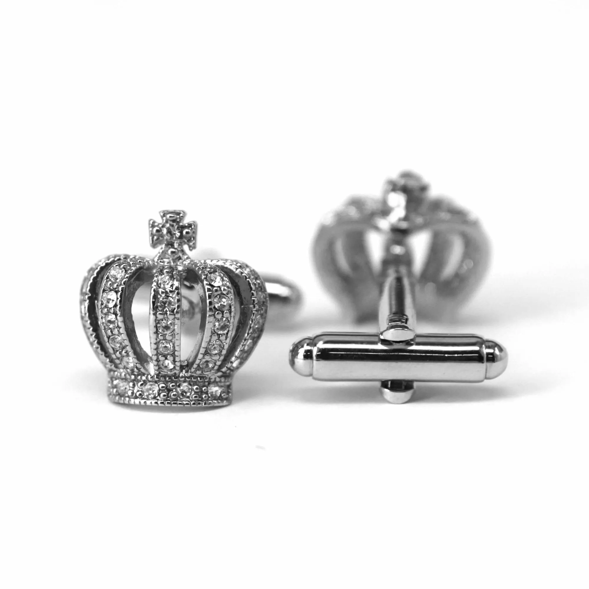 Crown Crystal Blue and White Crystal Cufflinks