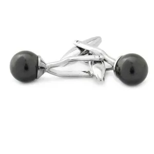 Crystal Pearl Black Cufflinks
