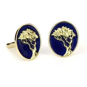 Cufflinks - 18k Gold With Blue Enamel