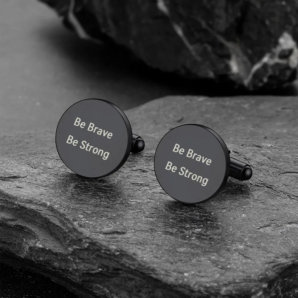 Custom Engraved Round Cufflinks for Men