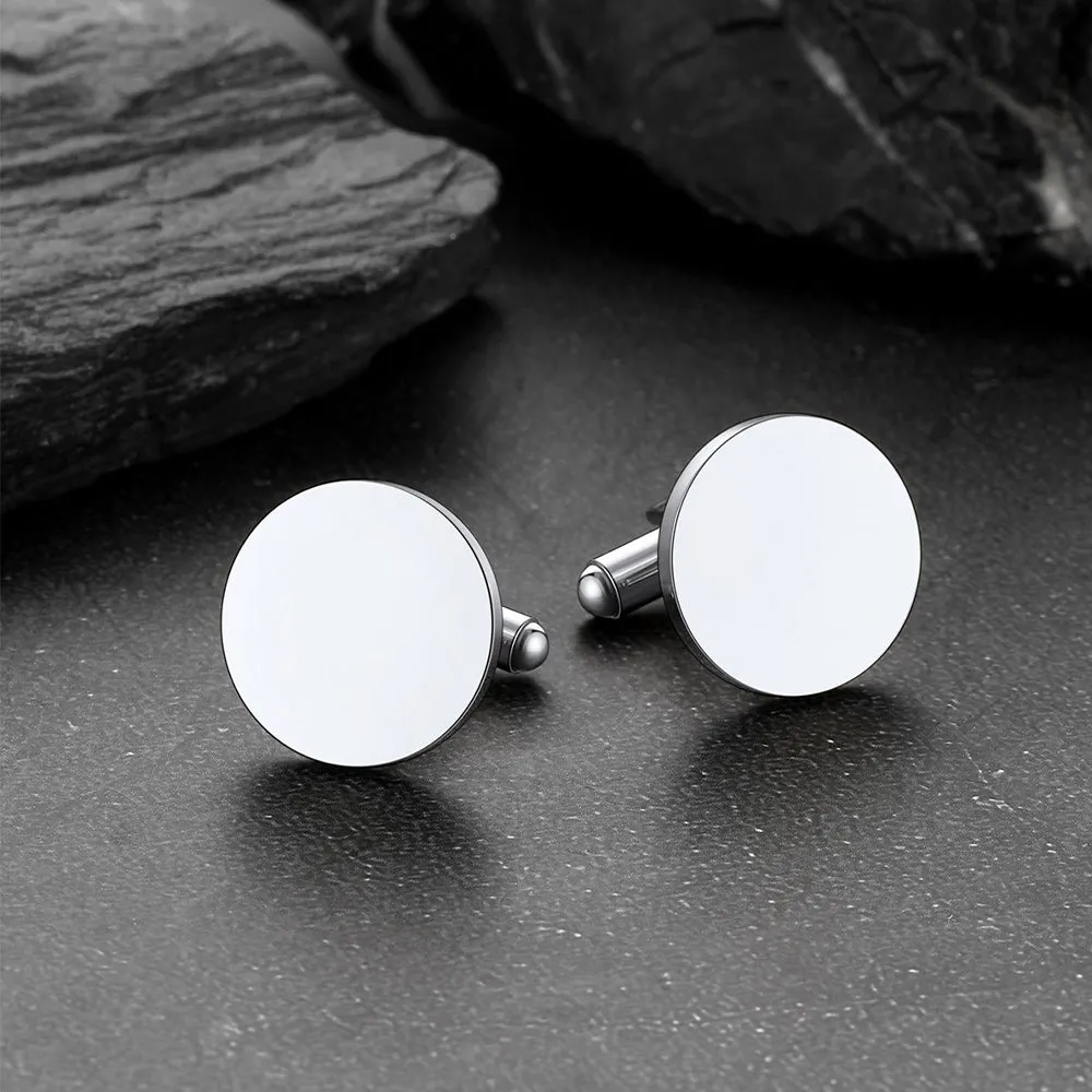Custom Engraved Round Cufflinks for Men