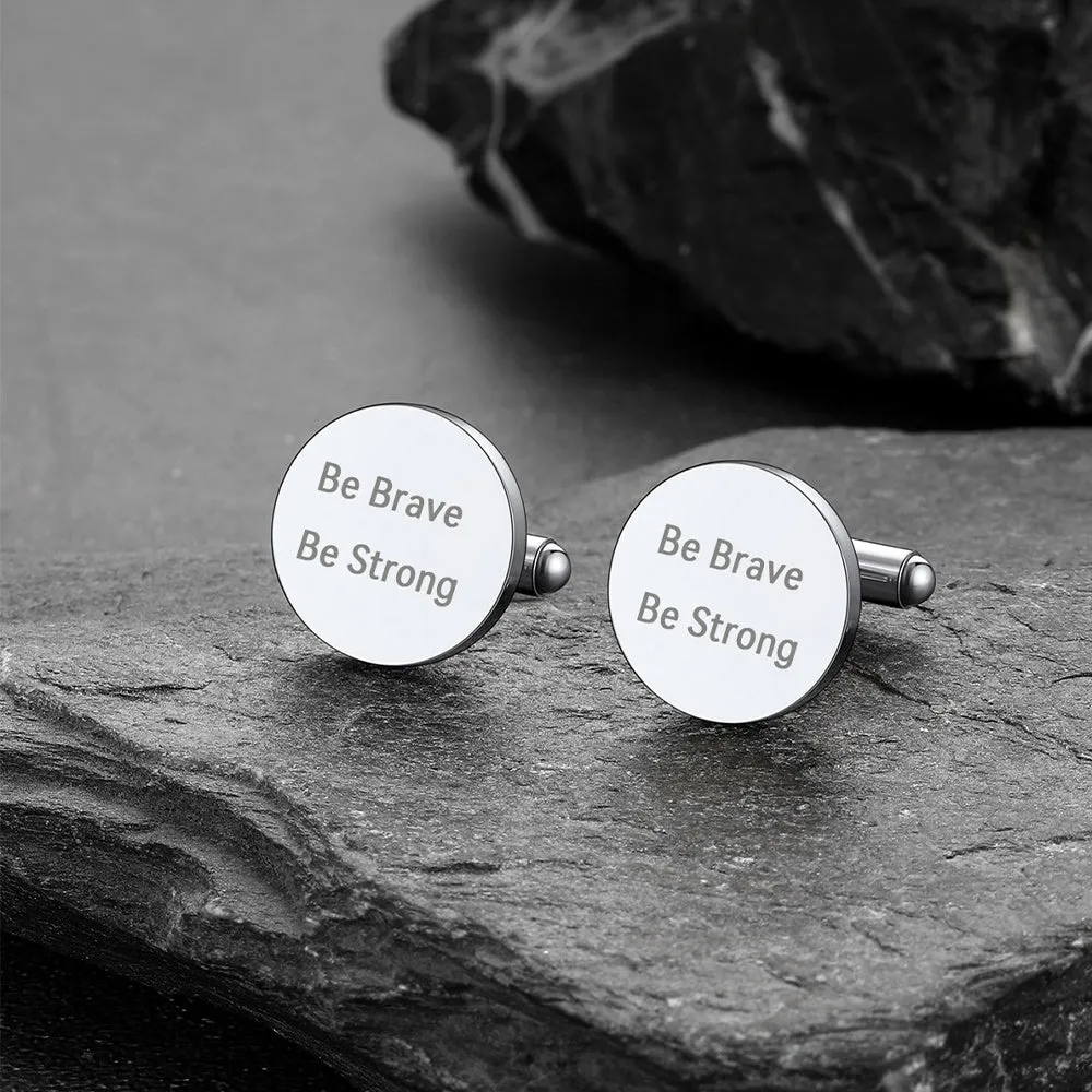 Custom Engraved Round Cufflinks for Men